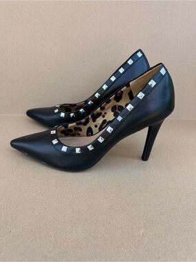 Christian Siriano Stiletto Heels Pumps Women's 8.5 Black Studded Pointed Toe